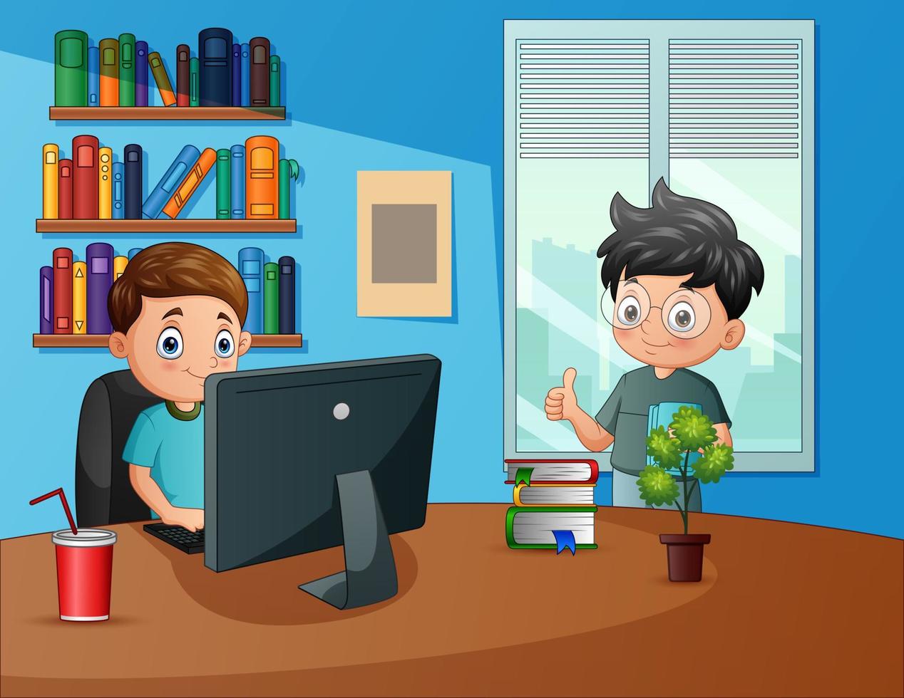 The business man work in the office desk vector