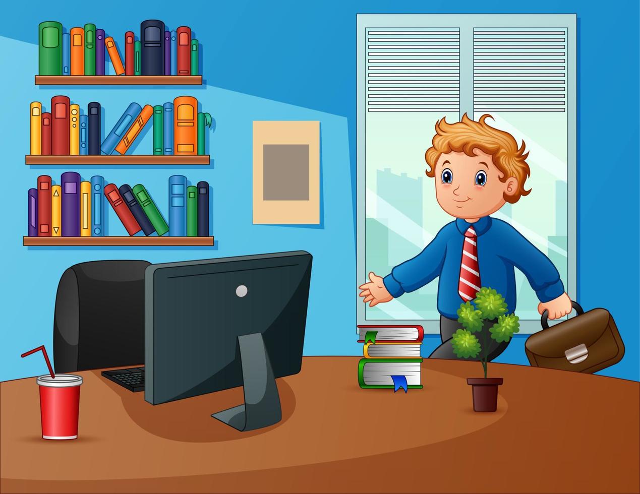 The business man work in the office illustration vector