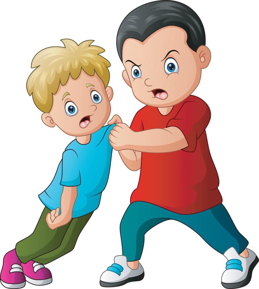 Cartoon illustration of a boy bullying little kid vector