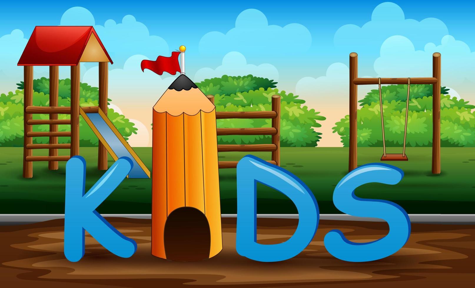 The Kids lettering in the playground background vector