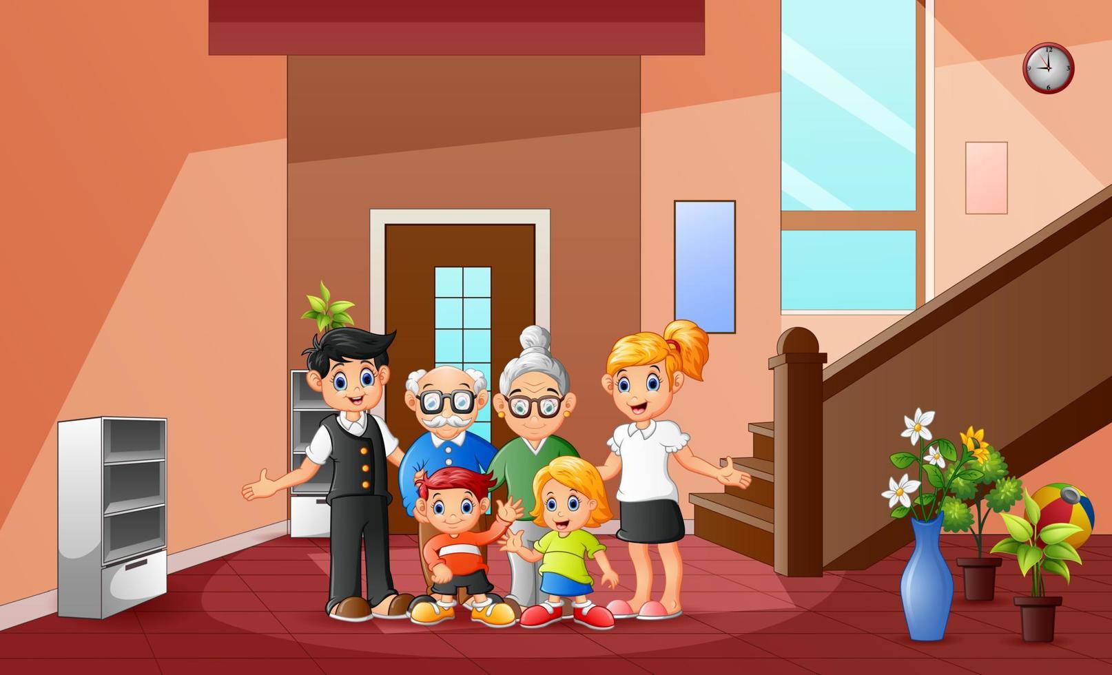 Cartoon of happy family member at the home vector