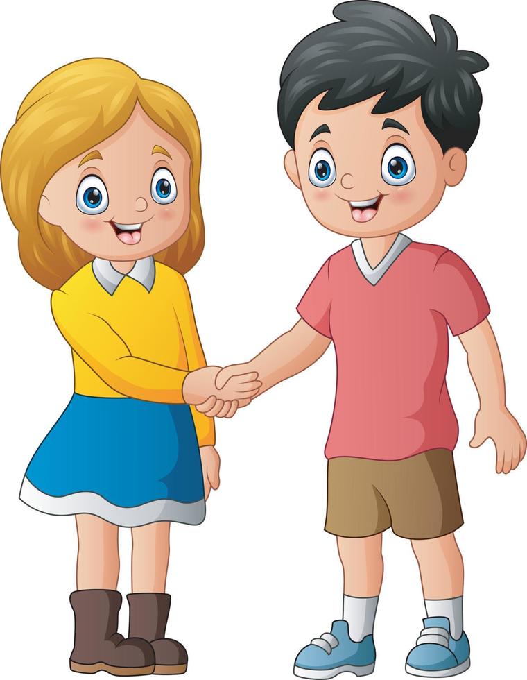 Illustration of teens shaking hands after being Introduced vector
