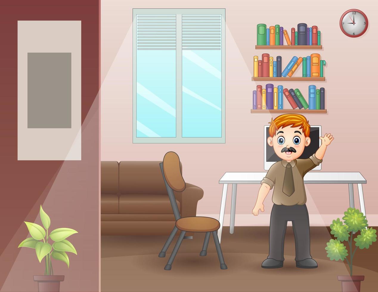 A businessman in his office room illustration vector