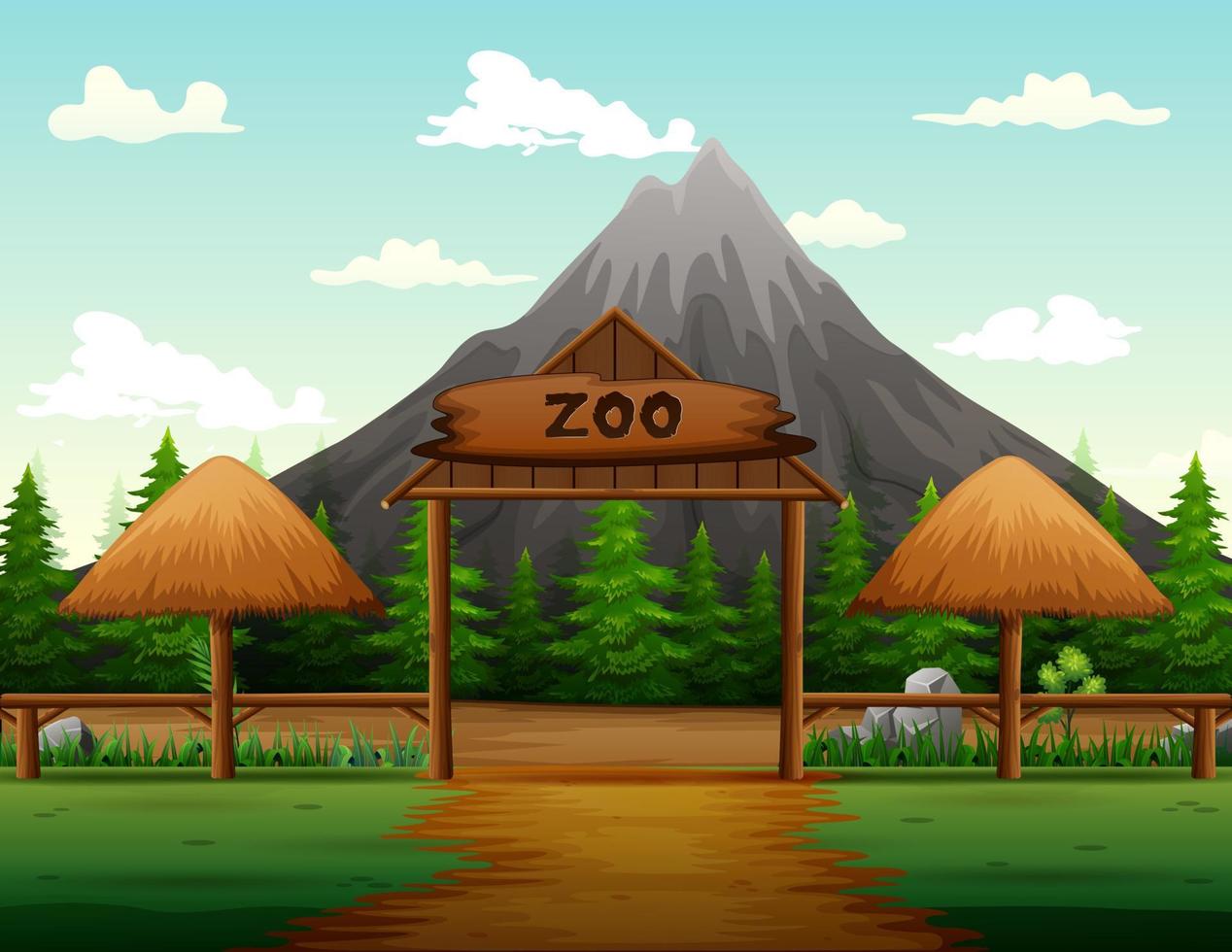 Zoo entrance with no visitors illustration vector