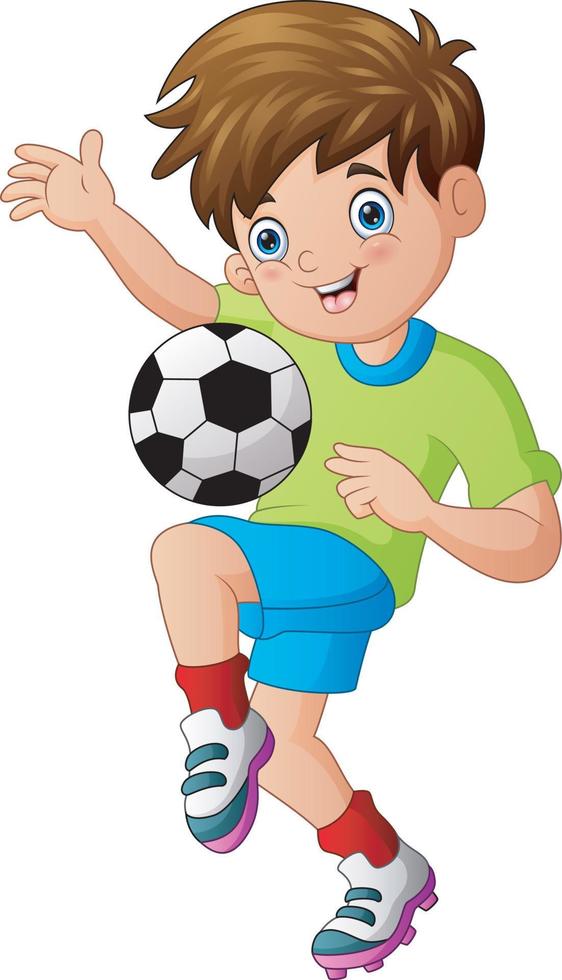 ilustración de un niño jugando al fútbol vector