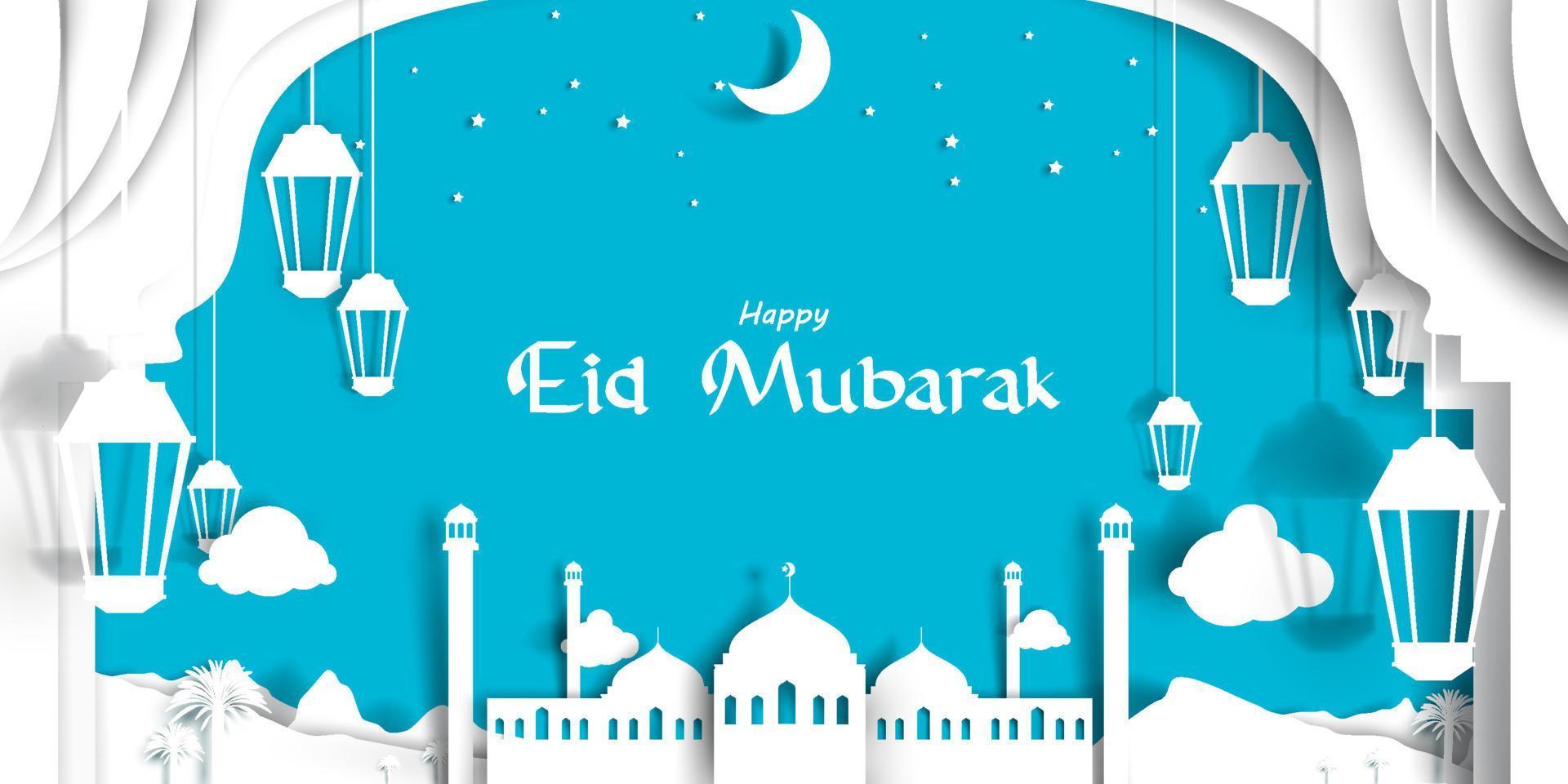 Eid Mubarak greeting Card Illustration, Ramadan kareem cartoon vector Wishing for Islamic festival for banner with beautiful mosque in middle east and lantern paper style 6732501 Vector Art at Vecteezy Eid Mubarak greeting Card Illustration, Ramadan kareem cartoon vector Wishing for Islamic festival for banner with beautiful mosque in middle east and lantern paper style 6732501 Vector Art at Vecteezy