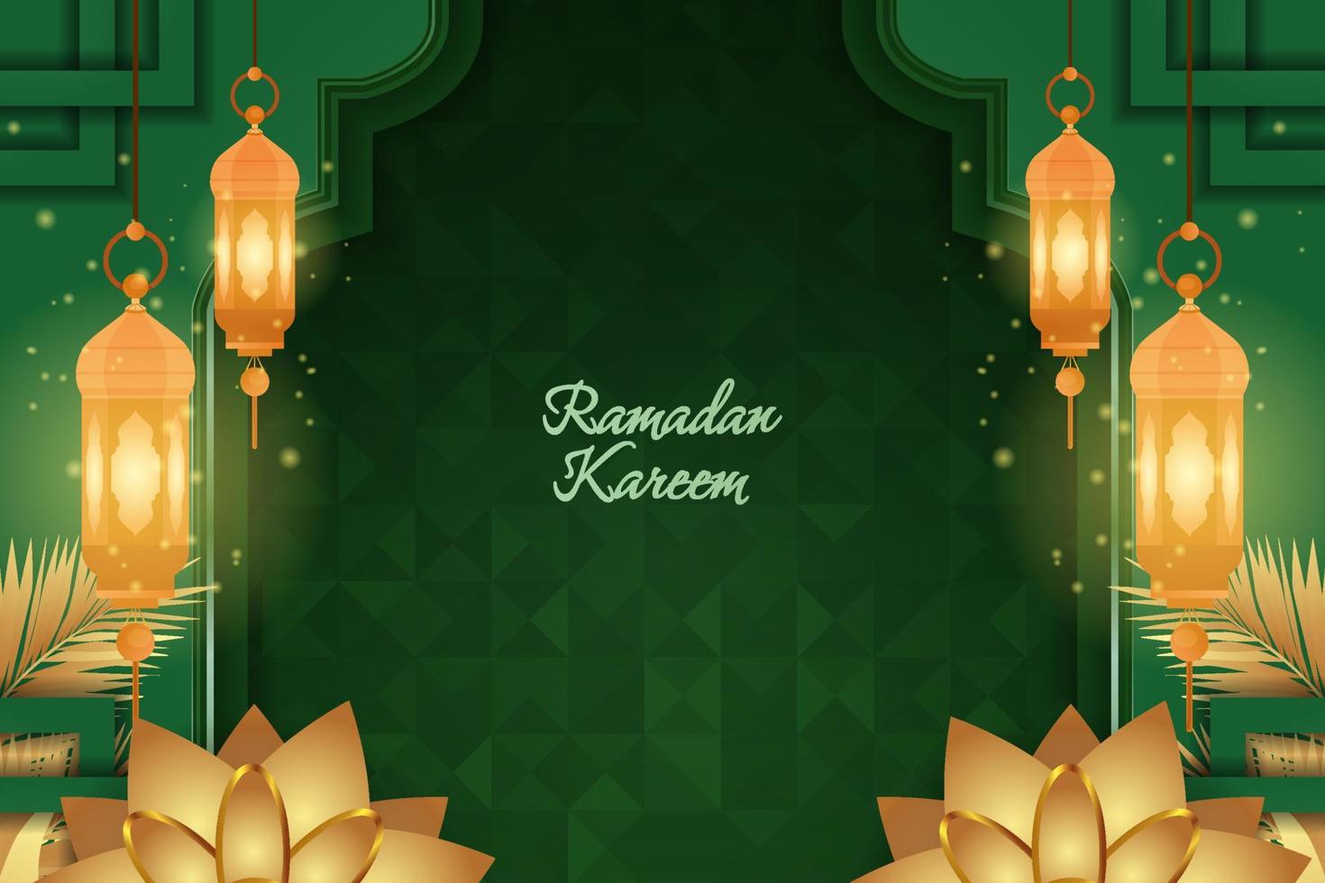 ramadan kareem fondo islámico lujo verde y dorado con adorno vector