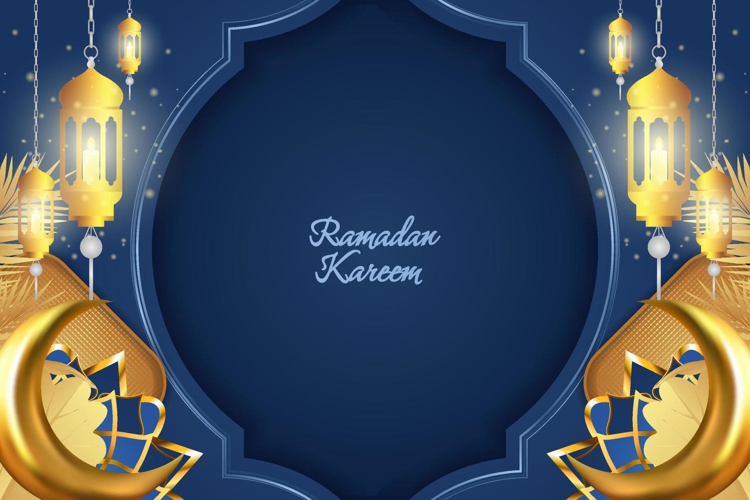 ramadan kareem fondo islámico lujo azul y dorado con mandala vector