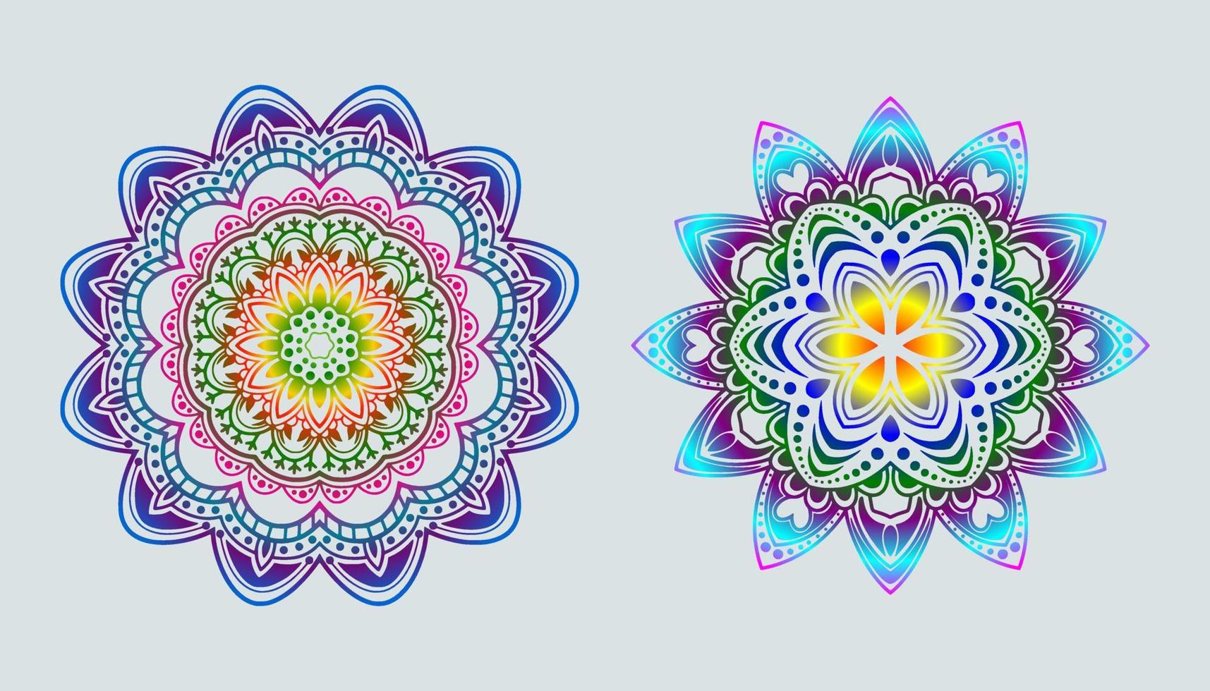 mandala. elemento decorativo vintage. mandala en colores del arco iris. mandala con motivo floral. plantillas de yoga vector