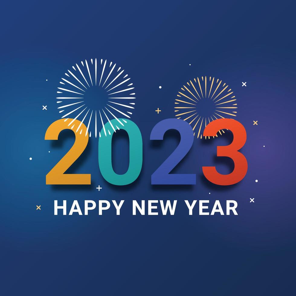 Happy New Year 2023. festive realistic decoration. vector