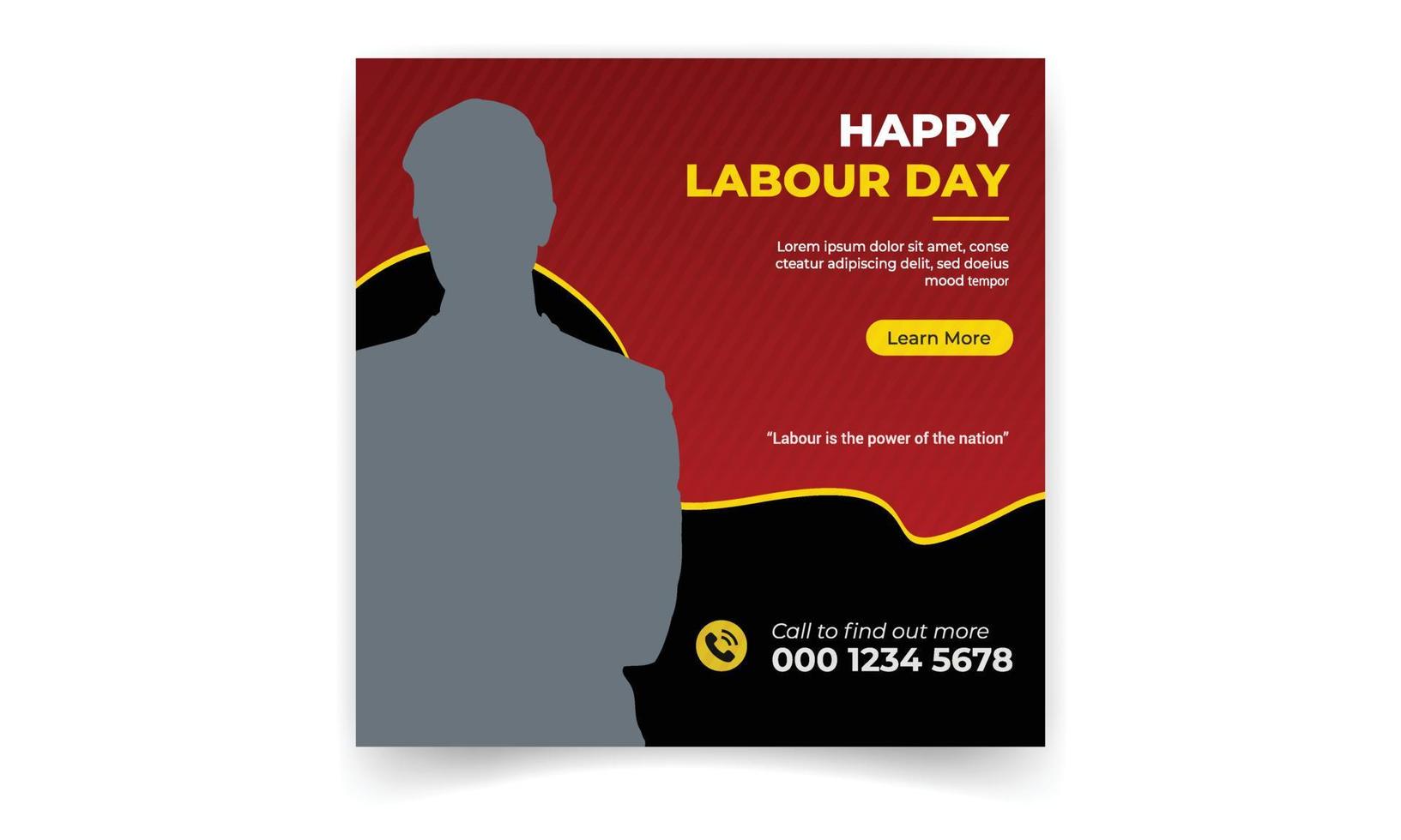 Happy labor day social media design template vector