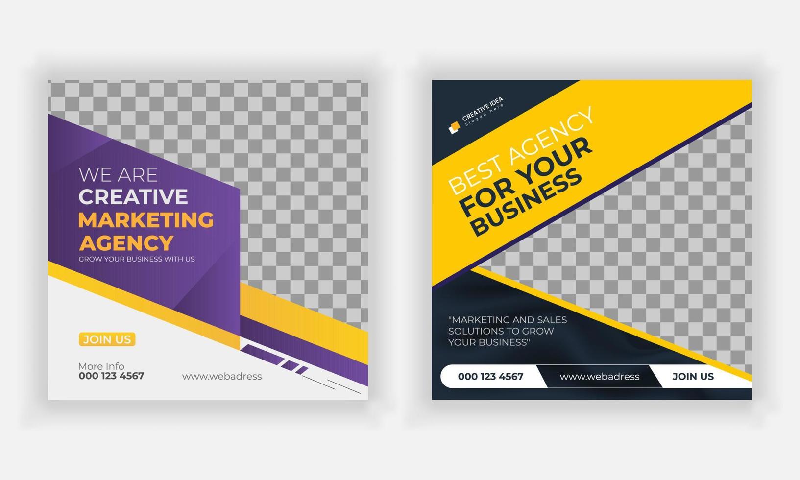 modern simple creative social media post for marketing agency. vector