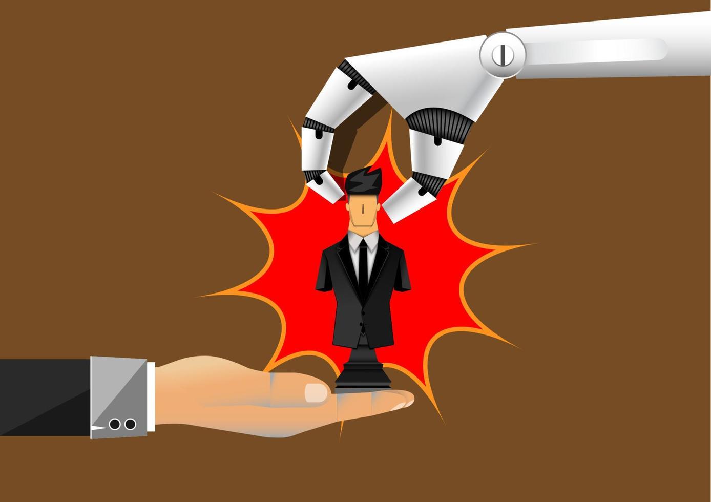 leadership concept, a robot give a black-chess-businessman to human,vector illustrator vector