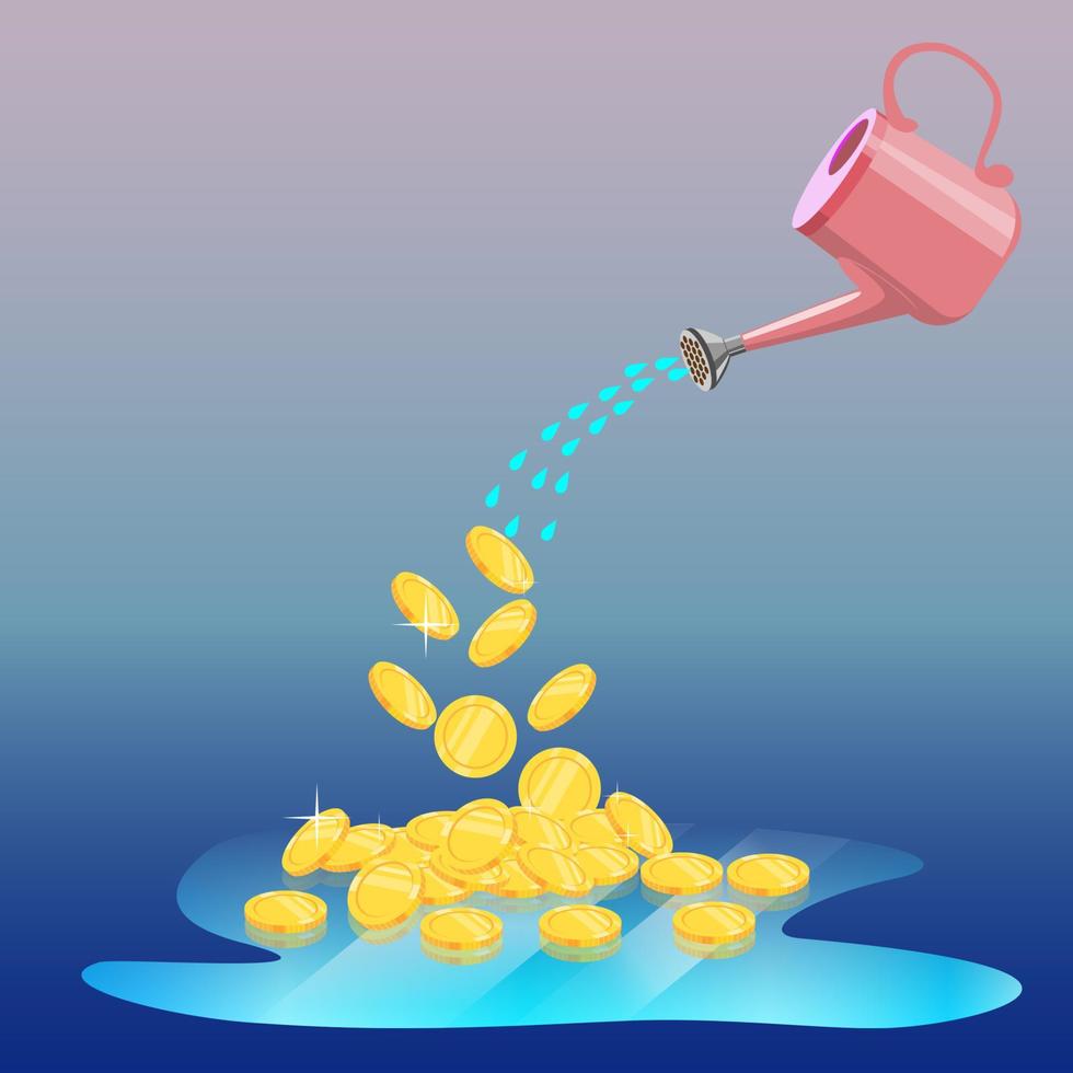 watering can is become money, vector illustrator