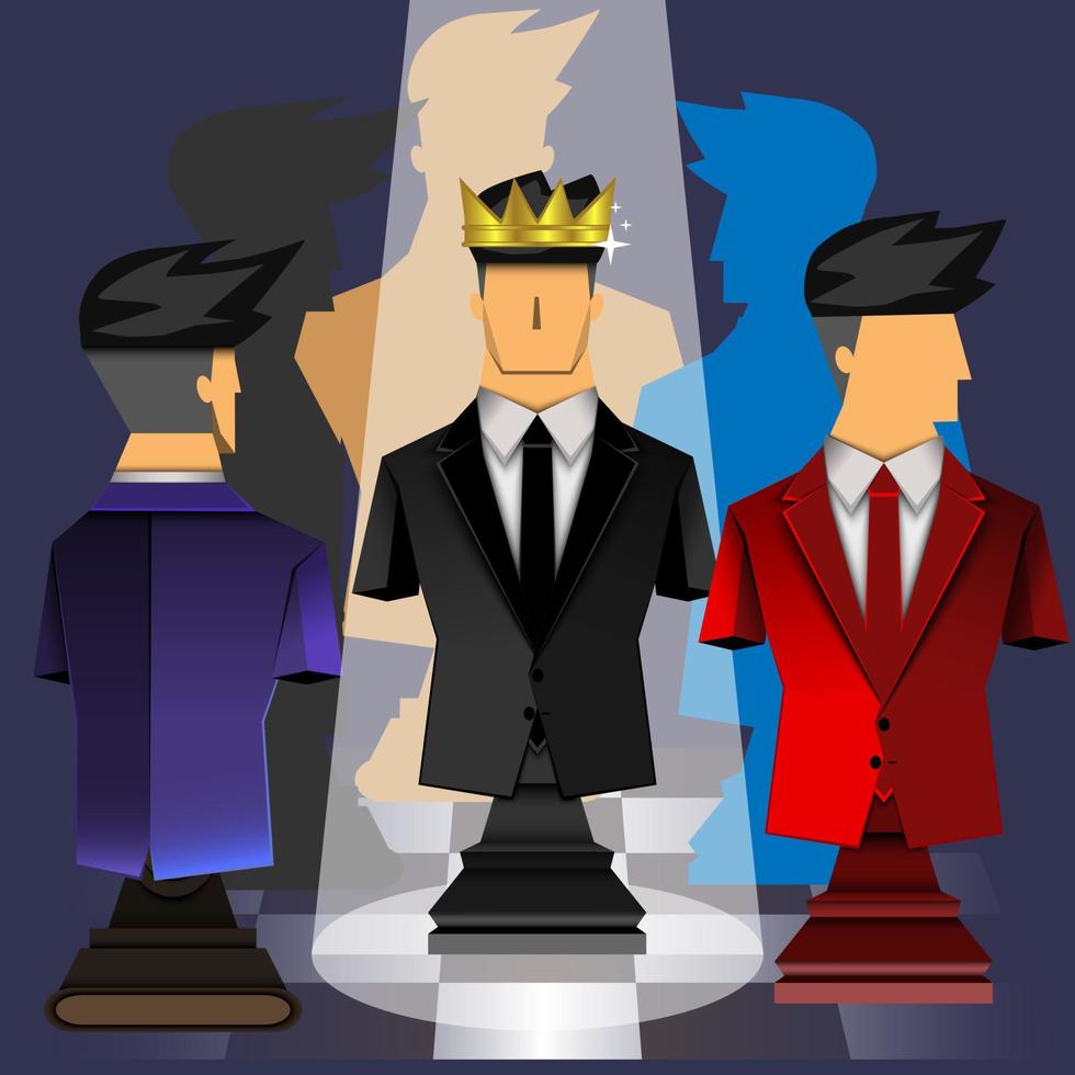 papercut design, leadership, chess-businessman, the star of the group vector