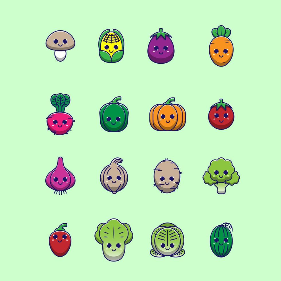 cute vegetable bundle vector illustration