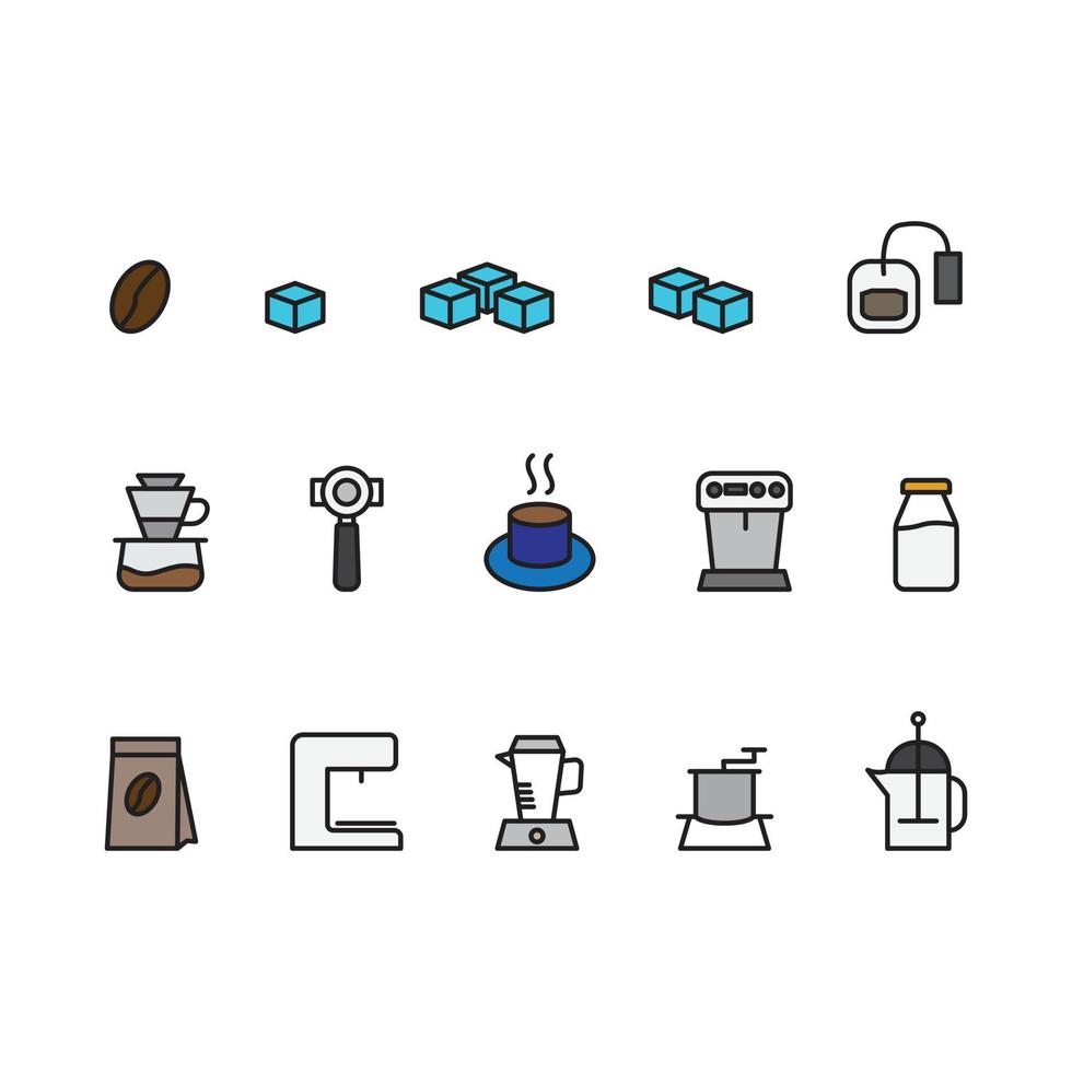 coffee cup machine icons set line icon editable color vector