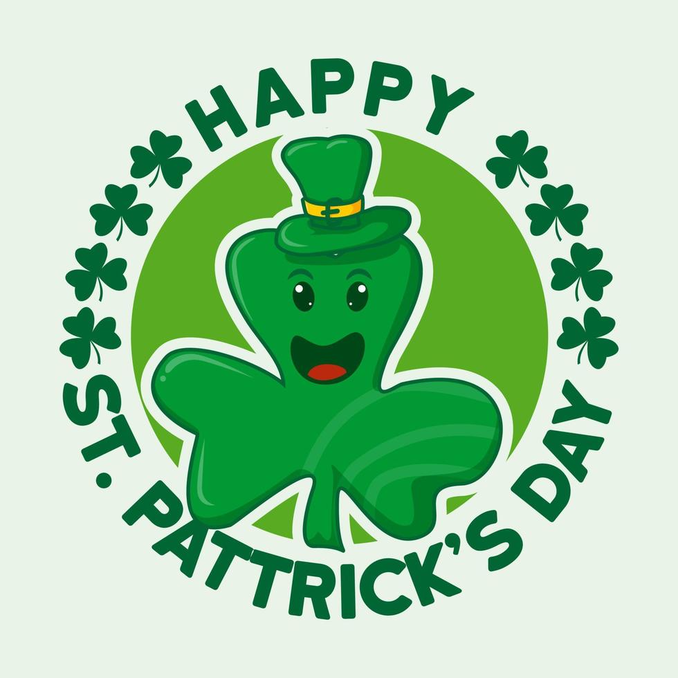 cute shamrock leaf humanoid cartton for St. Patrick's Day. shamrock leaf clover  Vector illustration.