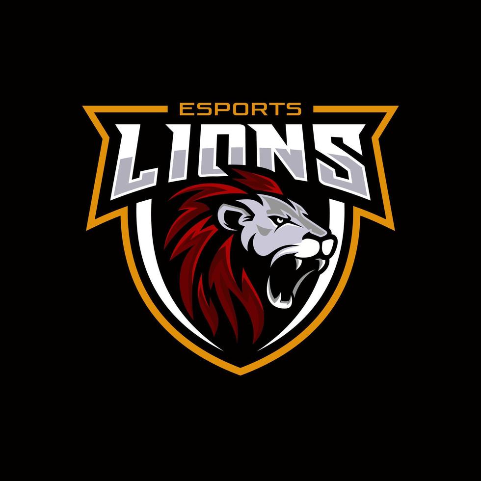 Lion head gaming logo for esport and sport mascot vector illustration