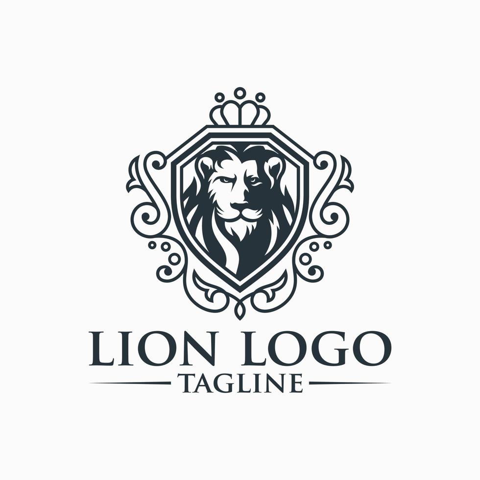 ilustración de plantilla de vector de diseño de logotipo de león de lujo