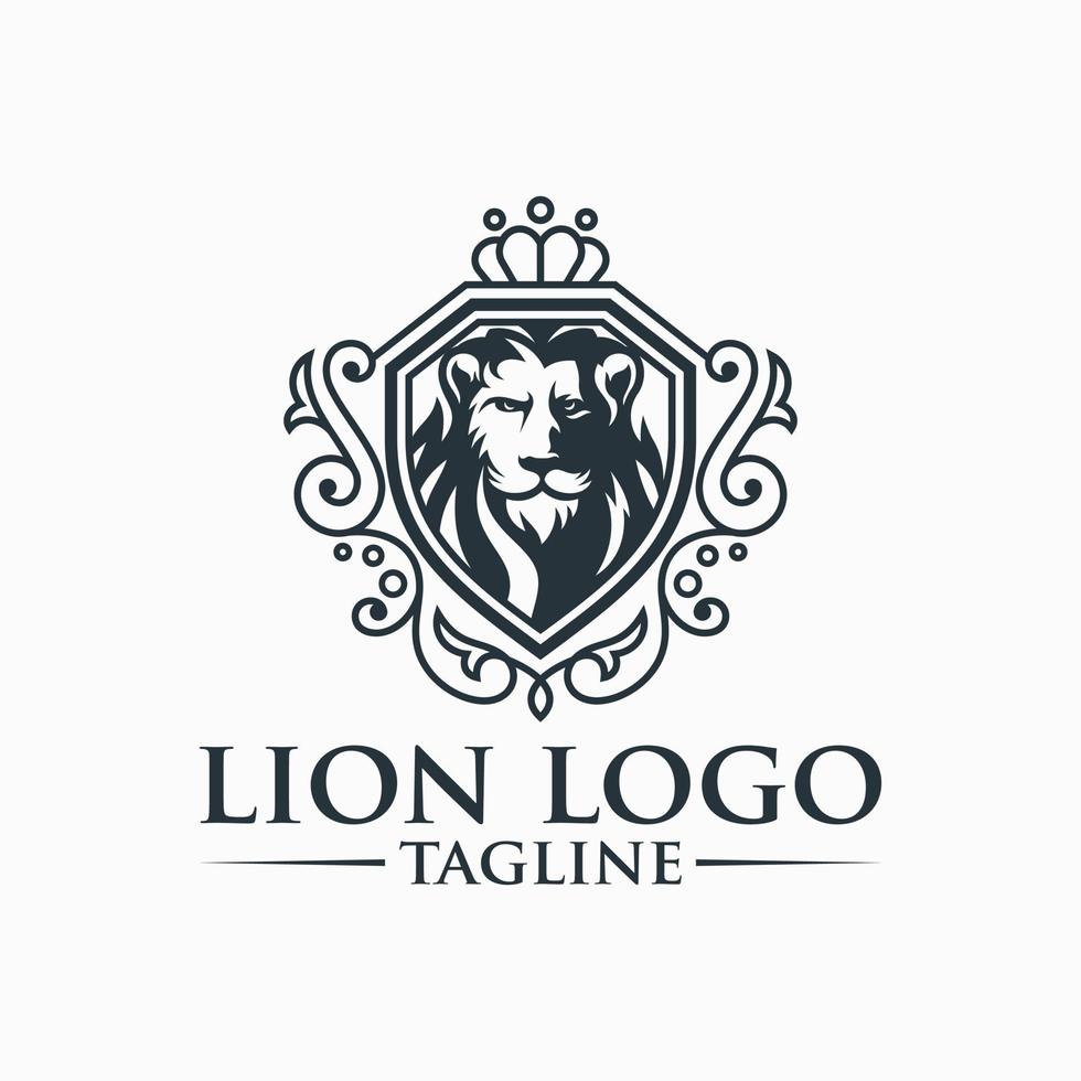 luxury Lion logo design vector template illustration