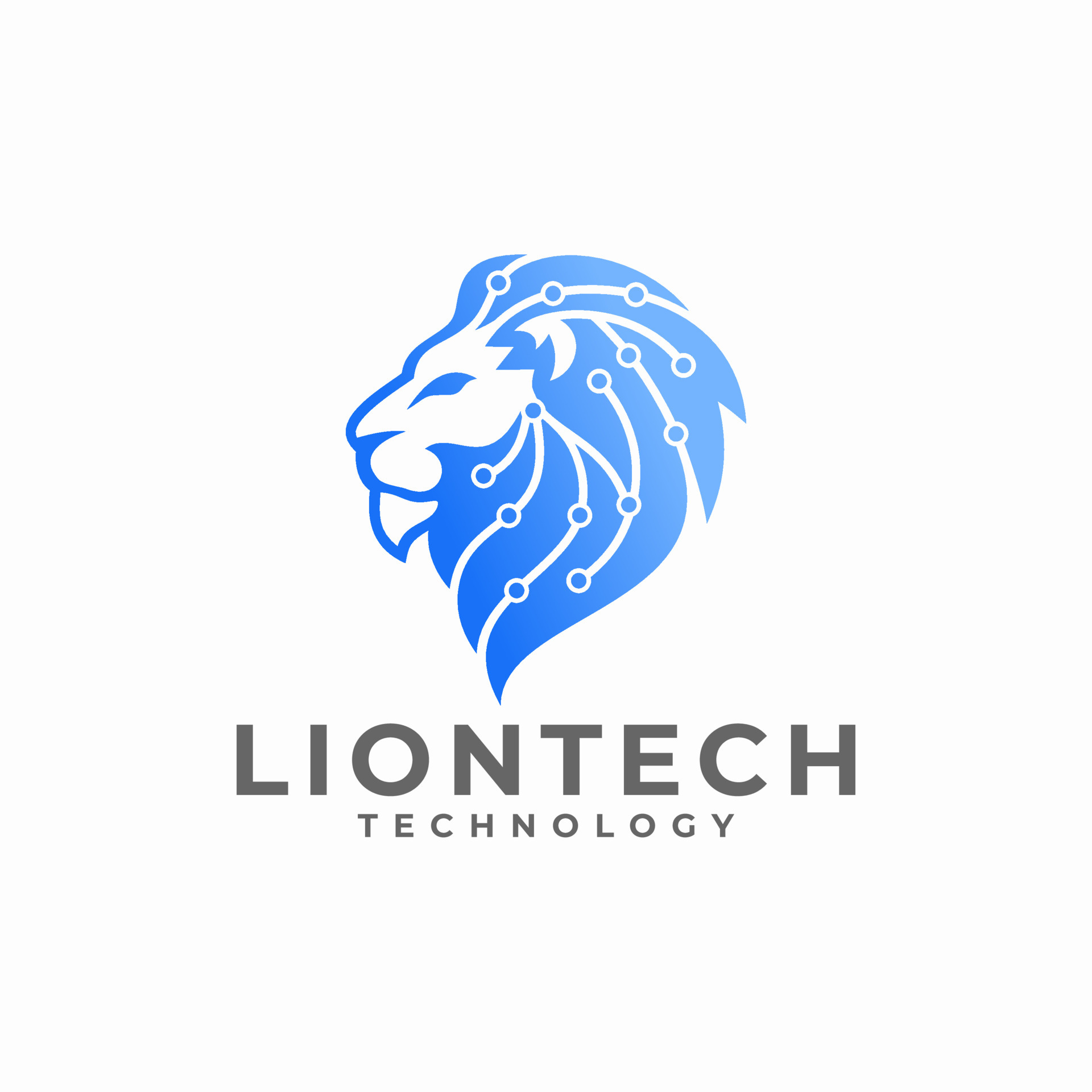 Lion Head Technology Logo Design Vector Illustration 6735387 Vector Art