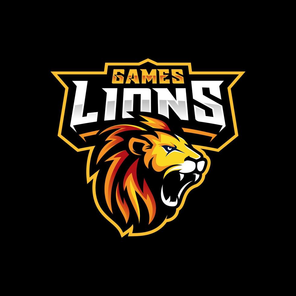 Lion head gaming logo for esport and sport mascot vector illustration
