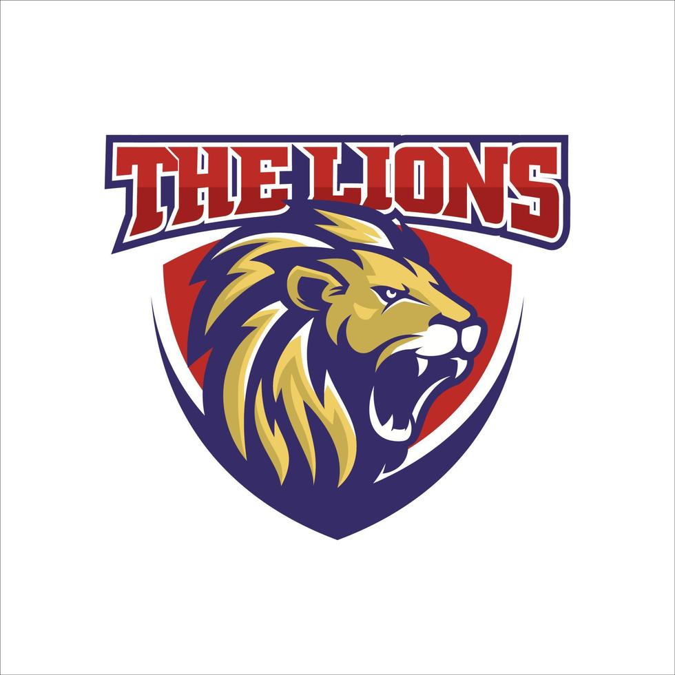 logotipo de juego de cabeza de león para ilustración de vector de mascota de deporte y deporte