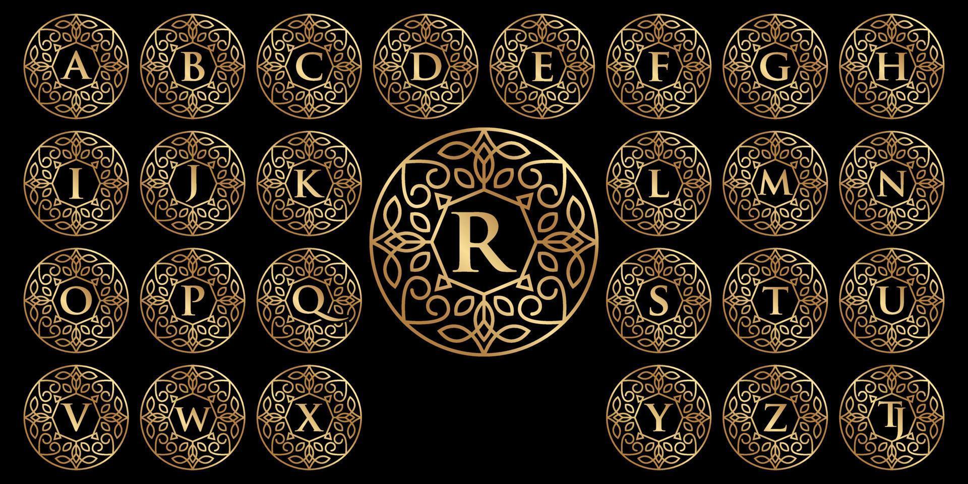 Luxury logo monogram crest template design vector illustration. Royal brand vintage vignette ornaments.
