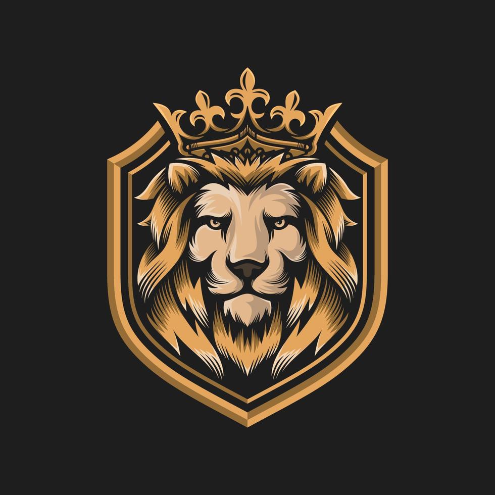 inspiración de diseño de logotipo de rey león real dorado de lujo vector