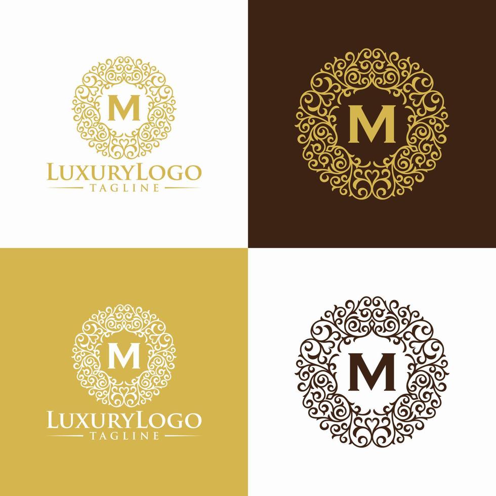 plantilla de logotipo de círculo de lujo heráldico floral en vector para restaurante, realeza, boutique, cafetería, hotel, joyería, moda y otras ilustraciones de vectores