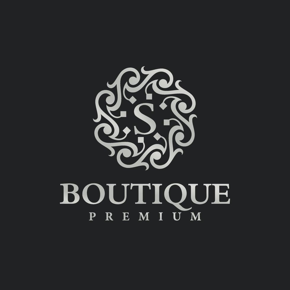 Luxury logo monogram crest template design vector illustration. Royal brand vintage vignette ornaments.
