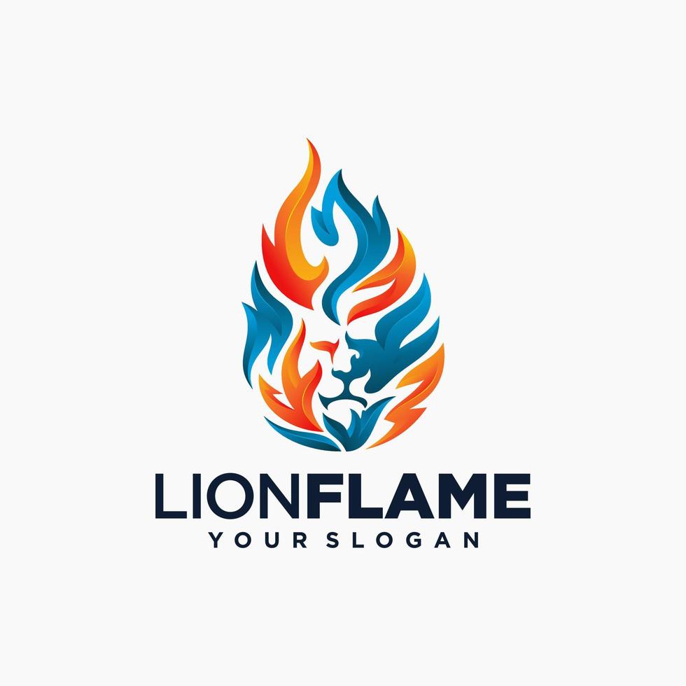Ilustración de vector de diseño de logotipo de fuego de llama de león