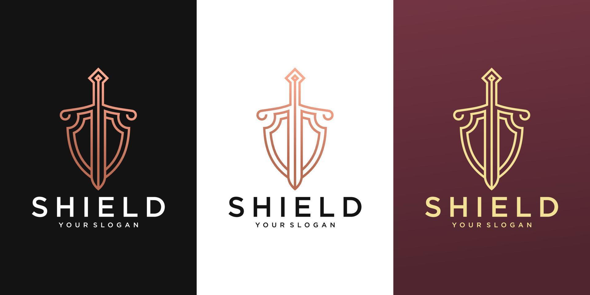 Elegant Shield logo designs concept vector, Guardian symbol, Shield and Sword logo template vector