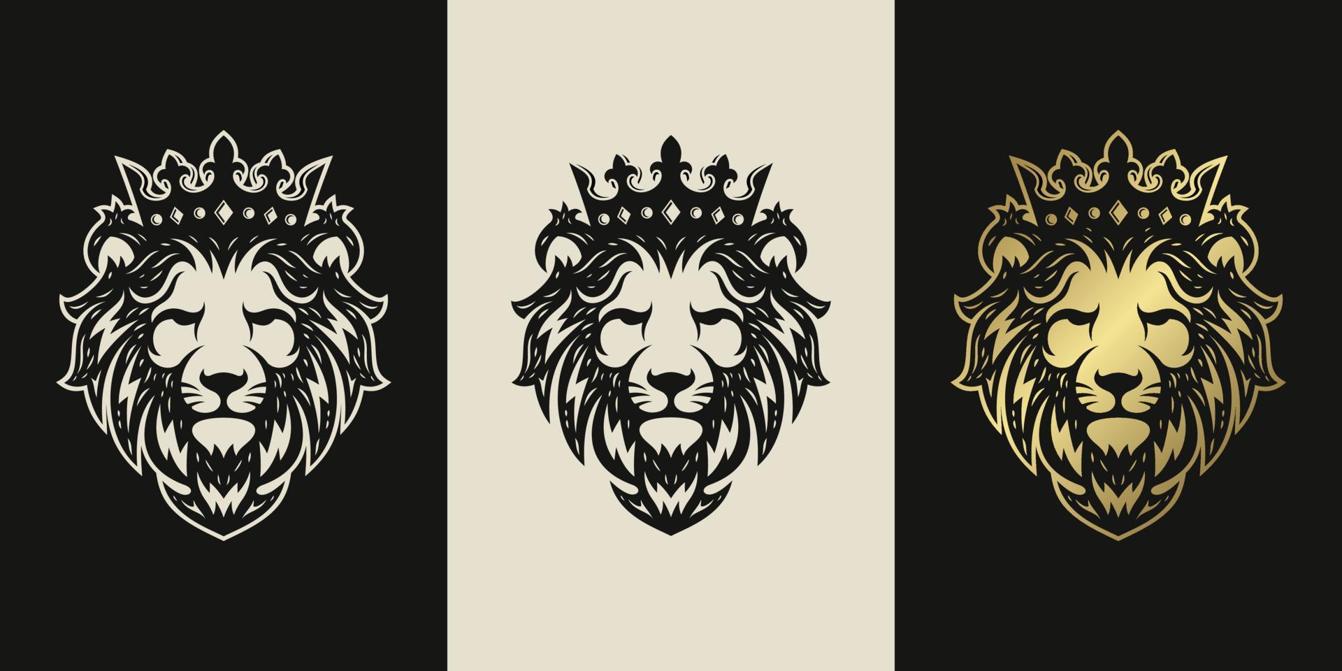 plantilla de vector de imagen de logotipo de rey león de lujo