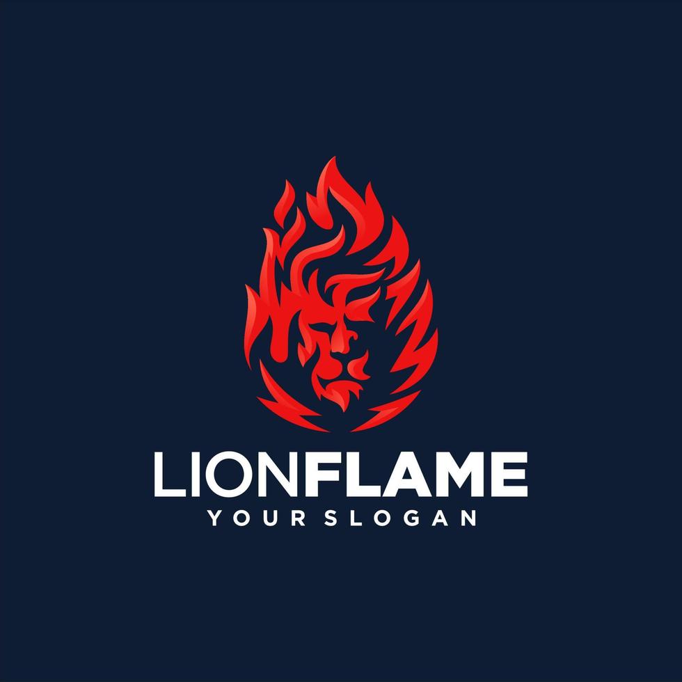 Lion flame fire logo design vector illustration