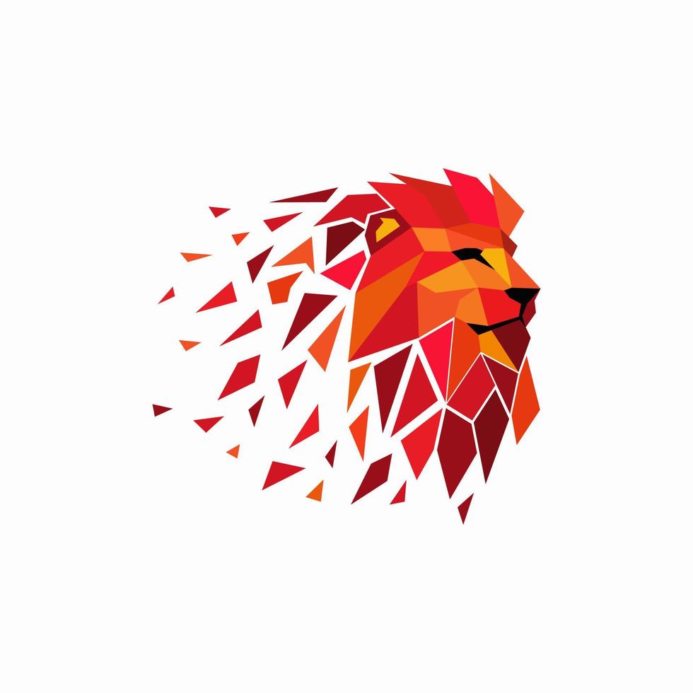 Lion Head Technology Logo Design Vector Illustration