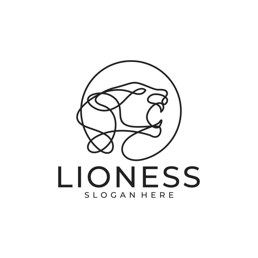 lioness lineart logo template vector illustration