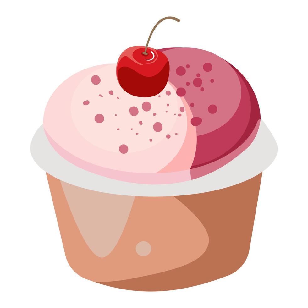 Ice cream topping with cherry. vector