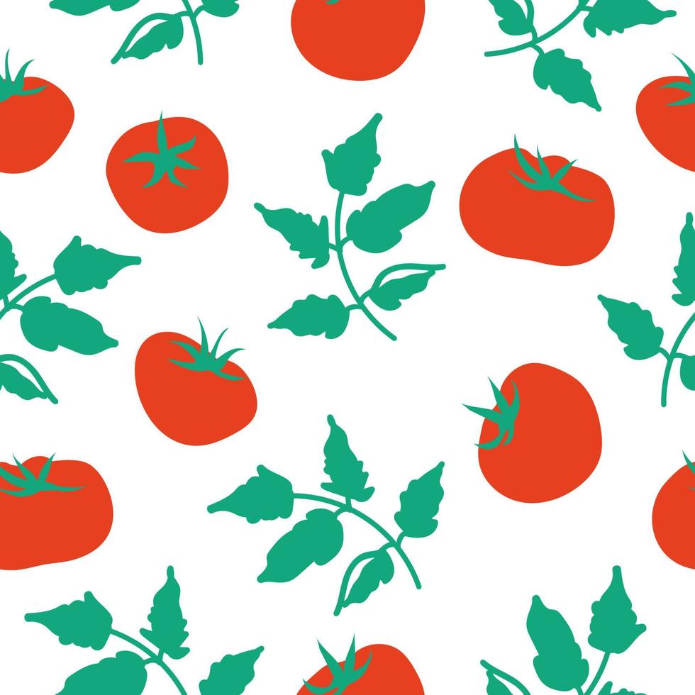 Tomato vector seamless pattern. Endless texture for kitchen wallpaper, textile, fabric, paper.Food background. Flat vegetables on white. Vegan, farm, natural