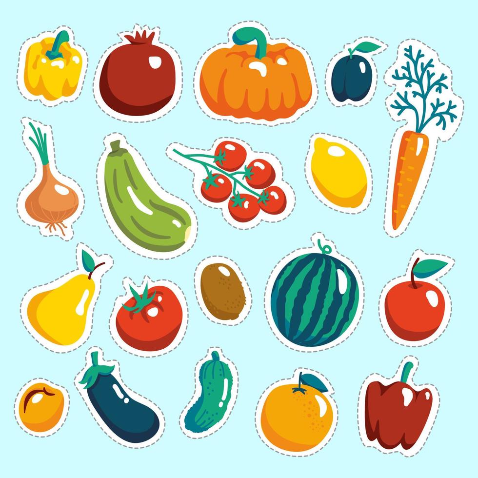 Sticker for kids. Fruit and vegetables vector