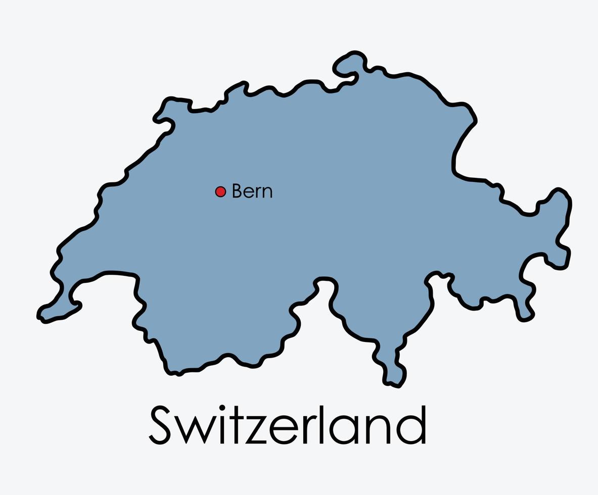 Switzerland map freehand drawing on white background. vector