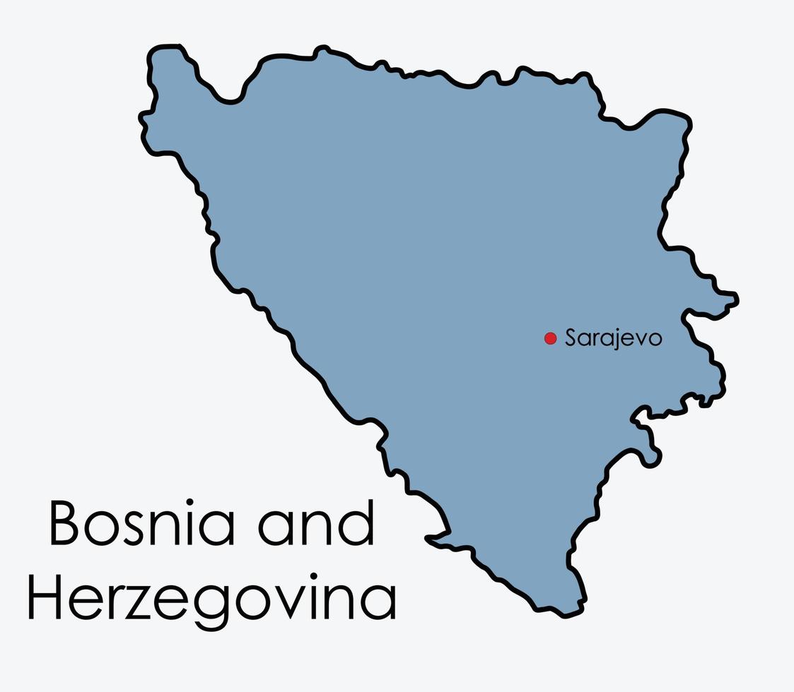 Bosnia and Herzegovina map freehand drawing on white background. vector