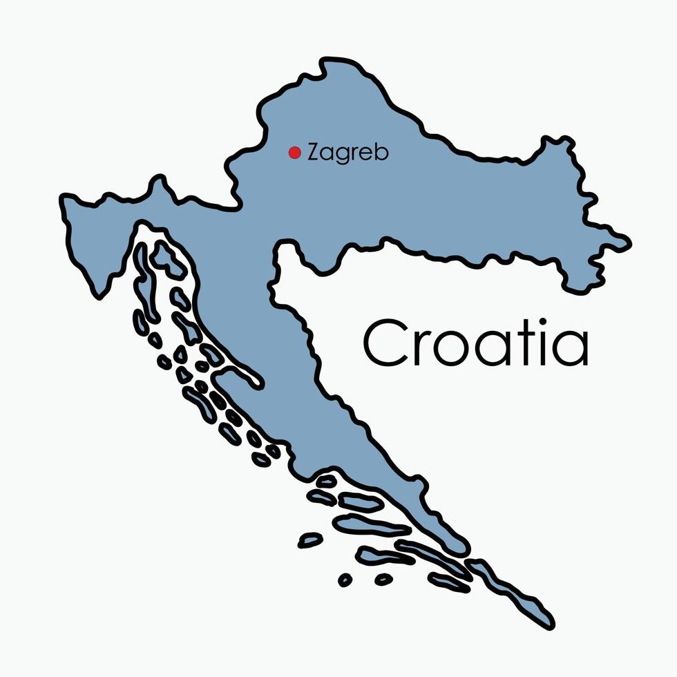 croacia mapa dibujo a mano alzada sobre fondo blanco. vector