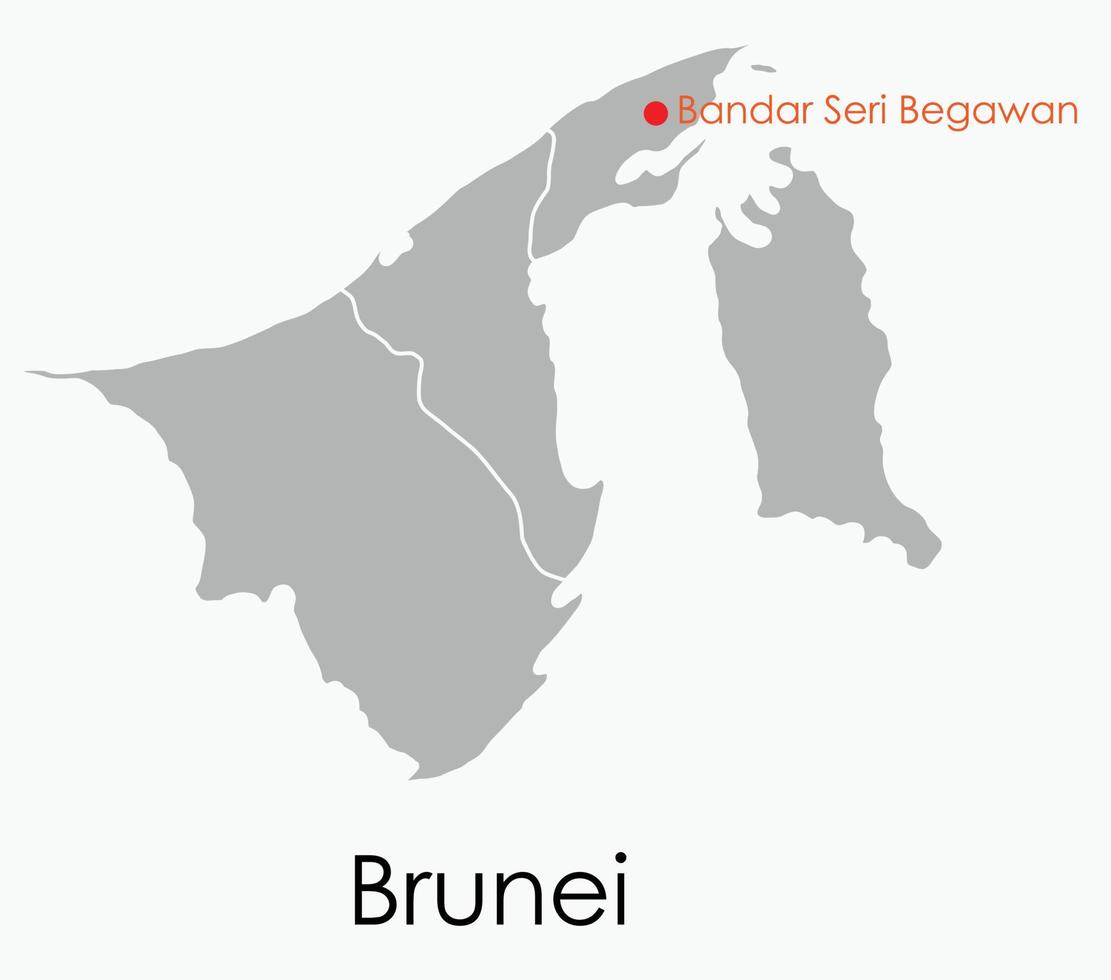 mapa de dibujo a mano alzada de garabatos de brunei. vector