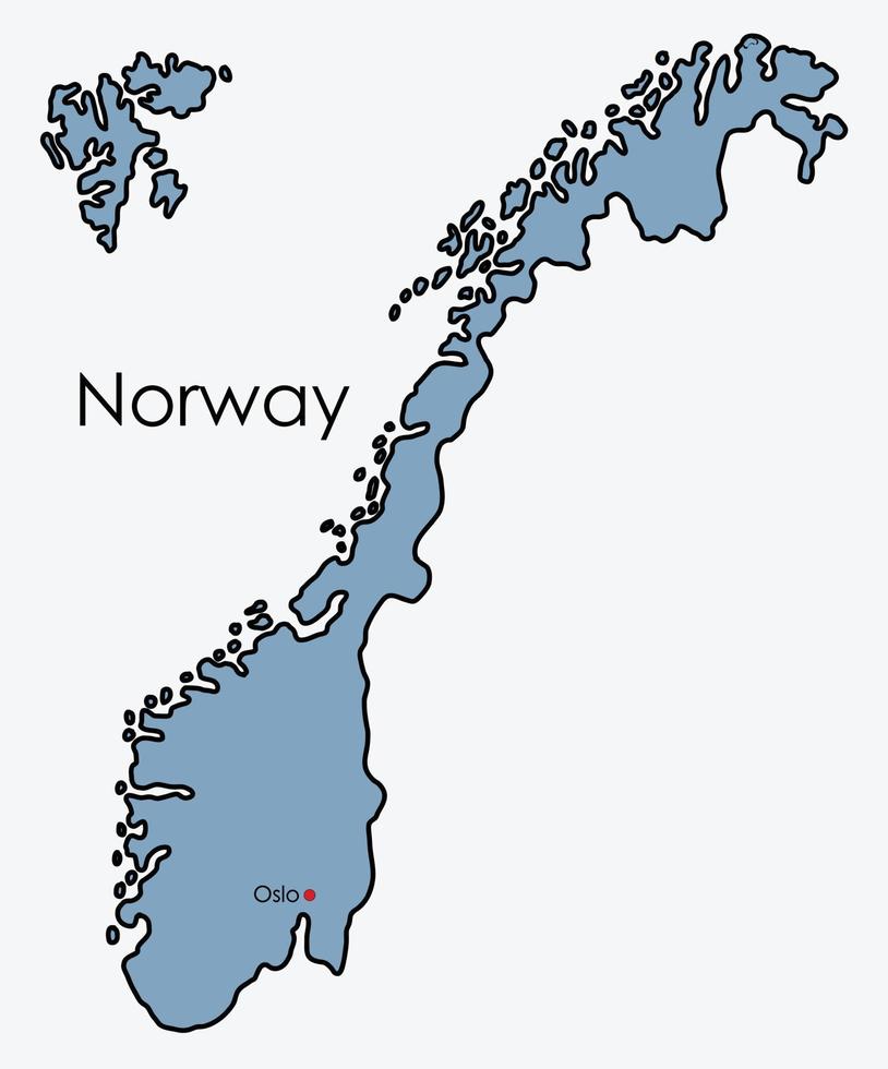 noruega mapa dibujo a mano alzada sobre fondo blanco. vector