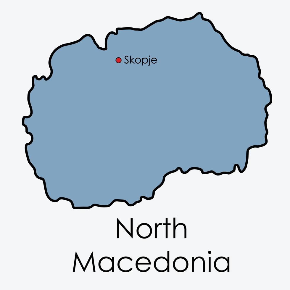 macedonia del norte mapa dibujo a mano alzada sobre fondo blanco. vector