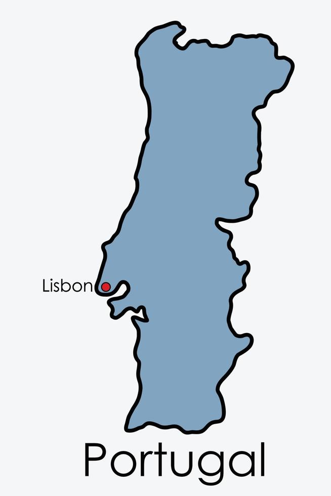 Portugal mapa dibujo a mano alzada sobre fondo blanco. vector