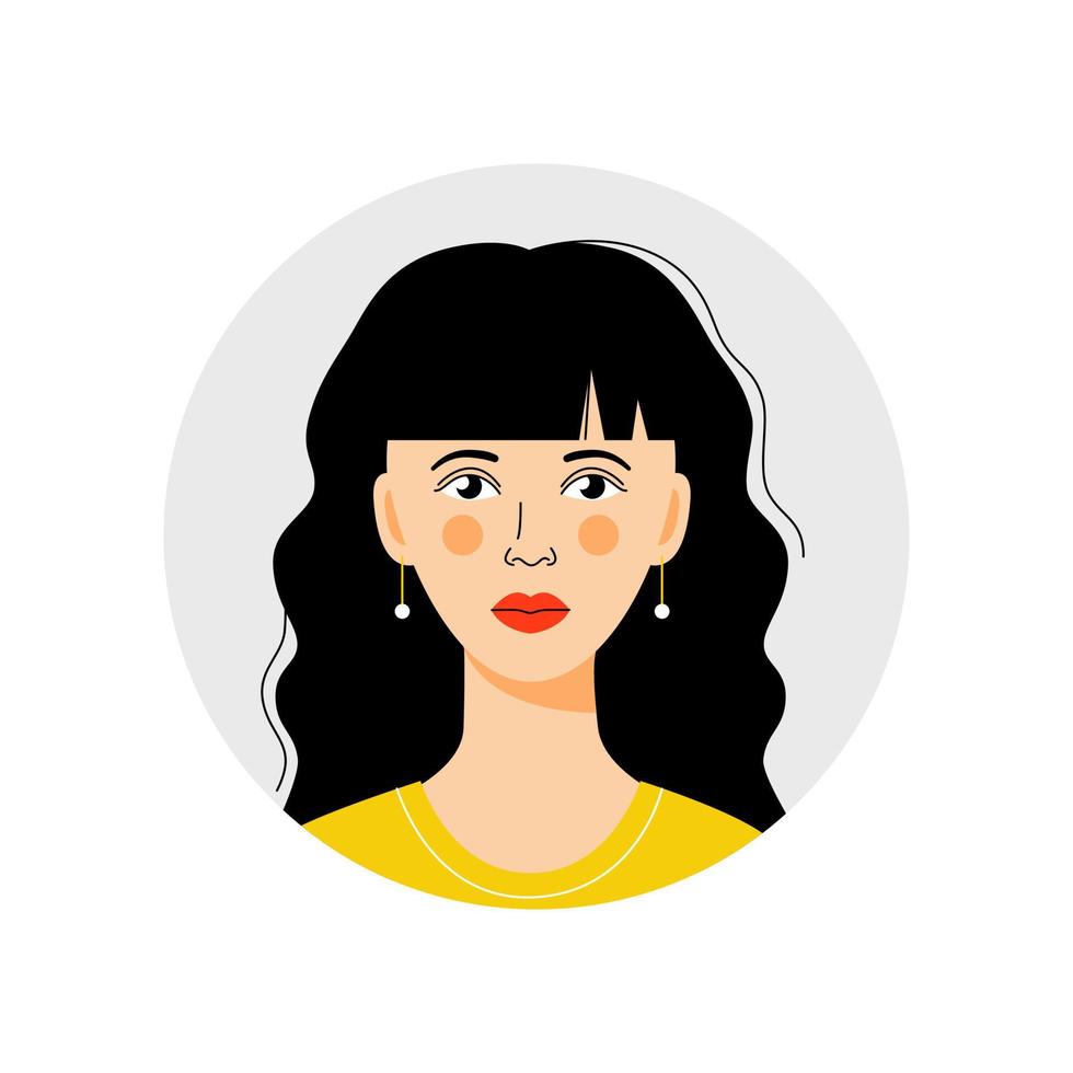 hermoso, mujer, avatar, perfil, icono vector