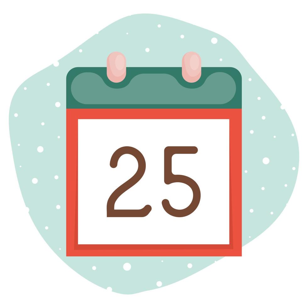 Christmas calendar 25 December. Vector illustration.